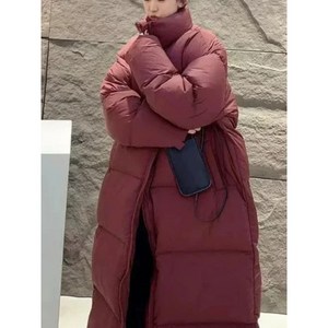 kale 여성 심플 스탠드 카라 롱 패딩