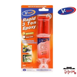 Vtech 주사기 투명 에폭시 접착제 25ml, 1개