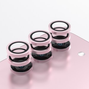 하이온 강화유리 메탈 링 카메라 렌즈 보호필름 핑크 2매입, 1개