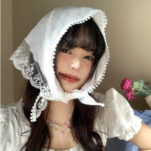 에리브 여성 자수 레이스 스카프 바캉스 헤어커치프 SNS핫템 4colo