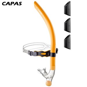 CAPAS 카파스 수영 센터스노클 강습용 360스위블 3단계 호흡강화훈련, Orange Black