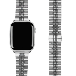 모할랩 애플워치 3/4/5/6/7/8/SE 호환 슬림 쥬빌레 메탈 스트랩 + 보호필름 1p 세트, 44mm, 02실버