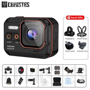 CERASTES 액션 카메라 4K60FPS WiFi 원격 제어 2.0인치 HD 스크린 IP68 방수 기능이 탑재되어 있어 운전기록기 다이빙 및 야외 스포츠에 적합합니다. 방, 6) Action Camera B - 64GB, 1개