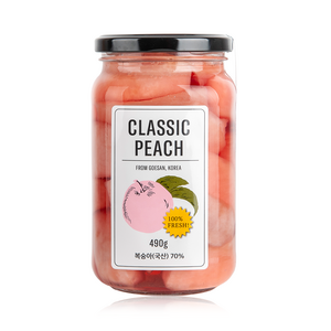 클래식 핑크 복숭아 병조림, 4개, 490g