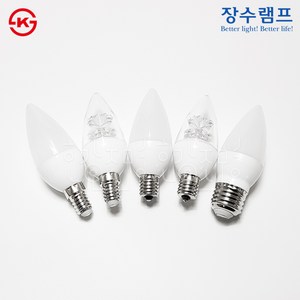 우리조명 장수램프 CANDLE 5W E14BASE 주광색 전구색, LED 촛대구 5W 불투명 E14:전구색(황색빛)