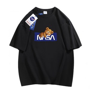 SEA FOX NASA시리즈 남여공용 곰돌이 프린팅 기본 반팔 티셔츠 2191