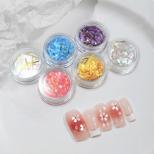 튤립 벚꽃 꽃잎 플라워 네일 글리터 6color, 핑크