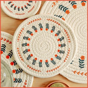 코지스 코튼 냄비받침 24cm 2pcs 세트, 2개, 꽃 무늬