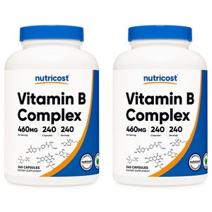 뉴트리코스트 비타민 B 콤플렉스 460mg 캡슐 240캡슐 1서빙 460mg 240회분 Vitamin B Complex Capsules [460 MG] [240 CAPS], 2개, 240정