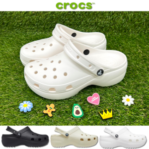 [국내100%정품] 크록스 CROCS 플랫폼 클래식 클로그 굽높은 신발 여자 샌들 슬리퍼 스포네틱 악세사리
