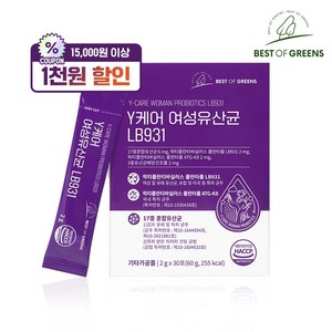 베스트오브그린 와이케어 여성 질 유래 유산균 LB931, 1박스, 60g