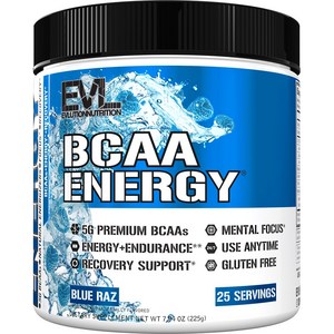 EVLUTIONNUTRITION BCAA 에너지 블루 라즈베리 맛, 1개, 225g