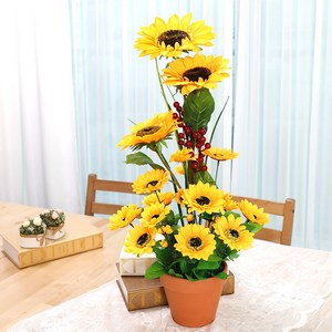 조아트 벨벳장미 해바라기 안시리움 조화화분 실내장식, 02_해바라기 토기 조화화분, 1개