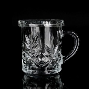 뚜껑 있는 머그잔 카페 커피 유리 머그컵 250ml 예쁜 찻잔, 1개, 나뭇잎