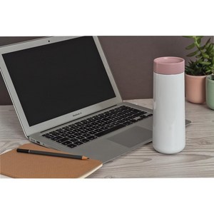 룬드런던 트래블머그 텀블러 240ml 350ml 원터치 이중진공 텀블러, 9. 화이트&핑크 350ml