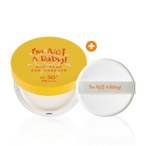 아임낫어베이비 대용량 논나노 키즈 선쿠션 + 퍼프 1개 무기자차 선크림 SPF50+ PA++++, 25g
