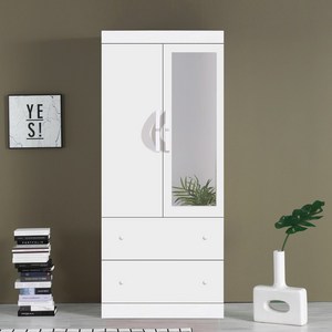 국내제작 직접배송 거울형 이느낌 800 투서랍장 이불장 장롱, 워시화이트