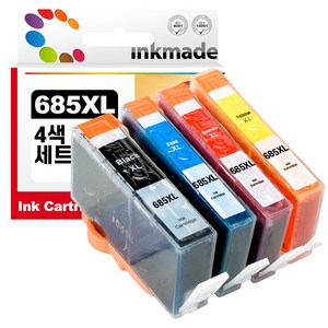 HP685 호환 4색세트 프린터 잉크 HP4625 HP3525 HP4615 HP5525 콤보 CZ121AA CZ122AA CZ123AA CZ124AA, 검정+파랑+빨강+노랑, 1세트