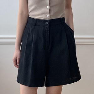 어피어드 린넨 핀탁 반밴딩 하프 팬츠