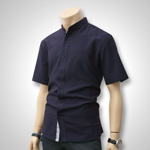 블루포스 남성용 헨니콥 반팔 세미 오버핏 차이나 카라 캐주얼 셔츠