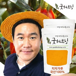 굿허브닝 치자 가루 분말 물 열매 염색 차 국산 200g, 2개