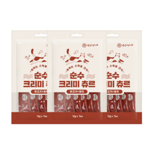 순수 크리미 츄르 짜먹는 고양이 간식 닭고기 닭고기+가다랑어 닭고기+참치, 닭고기 + 참치 혼합맛, 21개