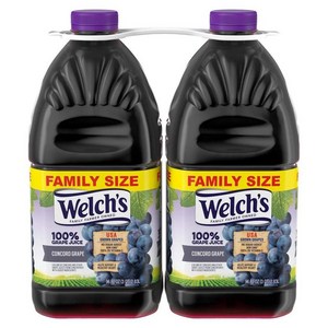 웰치스 100% 콩코드 포도 주스 2. Welch's 100% Gape Juice Concod Gape 96 fl oz Plastic Bot, 2개, 2.83L