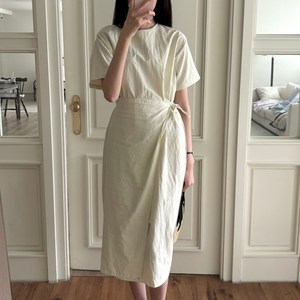 벨라민 랩 나일론 여름 시원한 휴가 바스락 롱 반팔 원피스 3color