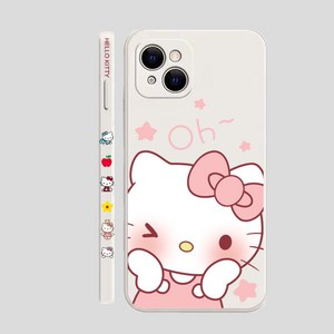 핑크 소녀 키티 고양이 적용 아이폰13 프로 정공 애플 XS/XR 핸드폰 케이스 12max 사이드