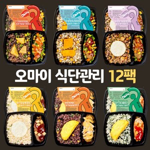 맛있고 양많은 식단관리 오마이도시락 12팩 모음 직장인점심, 식이섬유 6팩+단백질업 스테이크 식단 6팩, 6개