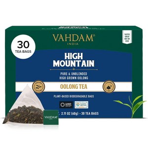 VAHDAM High Mountain 우롱 티백 (30개) GMO 프리 글루텐 프리 | 고성장 차 잎 - 라이트 & 플로럴 재밀봉 가능한 지퍼락 파우치