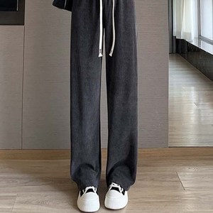 에버그로우 여성 겨울 기모 코듀로이 골덴바지 와이드 일자핏