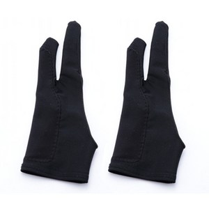 라스고 양손 착용가능 패드 태블릿 터치방지 드로잉 장갑 2개입, 블랙, XL