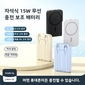 PYHO 대용량 보조배터리 급속 케이블로 슈퍼급속충전 유무선 충전 20000mAh, 흰색