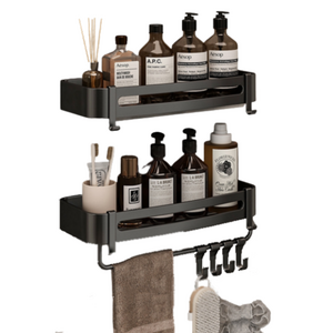 다루미 무타공 알루미늄 다용도 욕실 코너 선반 2p, 사각형 벽선반