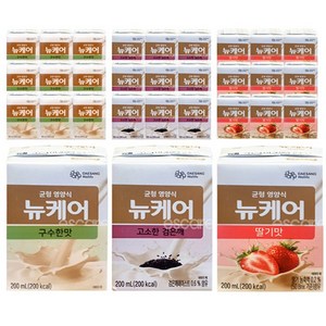 뉴케어 구수한맛+검은깨+딸기맛 3가지맛 10팩씩 30팩 일반 노인 환자 영양식, 30개, 200ml