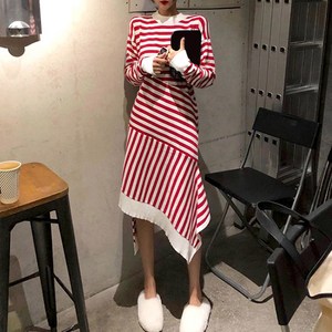 케익 vaviola 바비올라 니트 스트라이프 언발원피스-218