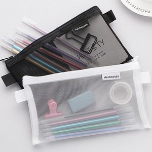 제이라샵 메쉬 필통파우치 고등학생 중학생 초등학생 대학생 투명필통, 화이트 색상 white