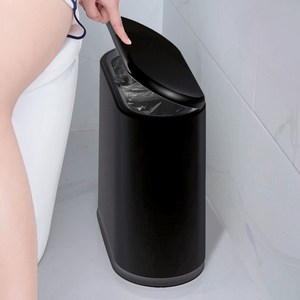 제로리빙 슬림한 방수 원터치 쓰레기통 욕실 휴지통 10L, 블랙