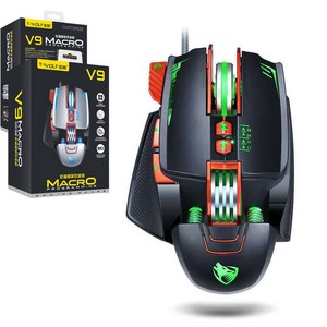 세계일주 유선 게이밍 마우스 인체공학 저소음 마우스 LIOFGT-5680I, 블랙