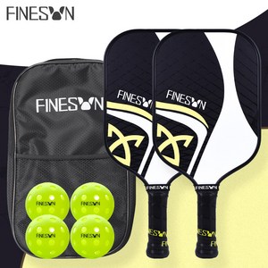 FINESUN 허니콤 코어 피클볼패들세트 경량 선수용 유리섬유 피클볼라켓, 블랙, 1개