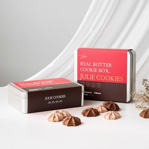 줄리쿠키 딸기 초코 에디션 - 고급 백화점 버터 수제 쿠키 선물 세트 화이트데이 기업 회사 결혼 답례품, 1세트