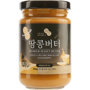 크레이지피넛 땅콩버터 무설탕 100% 국산 땅콩 버터 잼 오리지널, 200g, 1개