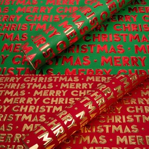 크리스마스 포장지 3D금박, 롤(53cm x 9m), 빨강