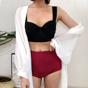 커밍투유 레드 크롭 와이어 비키니 (M-XL) 수영복