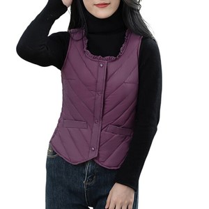 여성 패딩조끼 경량 슬림핏 포켓 레이스 퀼팅 베스트 Women's Vest