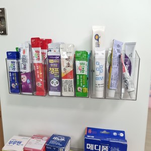 띵크홈 접착식 투명 3칸 수납함 무타공 부착식, 3개, 칸막이형