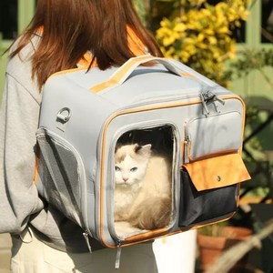 놀아보개 투명창 고양이 강아지 가방 이동장 캐리어, 그레이