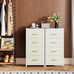 MEFUN 4단4문 철제 패브릭서랍장 옷 드레스룸 와이드 엔틱 안방 모듈 광폭 조립식 속깊은 미드센츄리서랍장 서랍장추천, 4단, 베이지