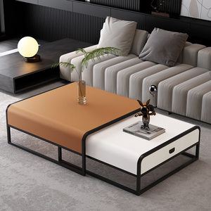 리트엘 모던 거실 테이블 접이식 쇼파 모듈 좌식 티 미니 탁자 사이드 낮은 소파 인테리어 카페 커피, C. 카멜+화이트